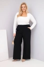 Moteriškos Plus Size kelnės su plačiomis kojomis ir aukštu liemeniu juodos