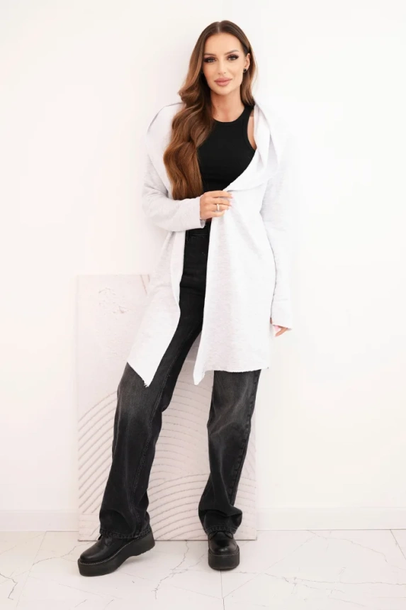 Women's cotton hoodie with an elongated front light gray