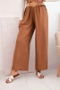 Damenhose aus Viskose mit Ziergürtel Kamel