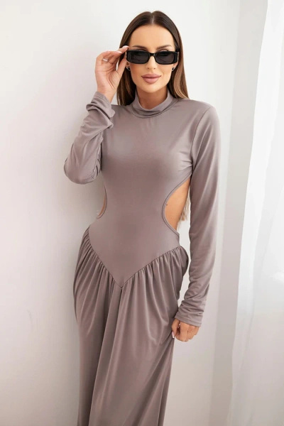 Women's long dress with viscose, turtleneck and open back fango