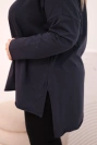 Damenbluse aus Baumwolle Plus Size asymmetrisch mit langen Ärmeln granatowa