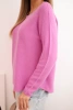 Women's sweater made of viscose with long sleeves and a round neckline purple