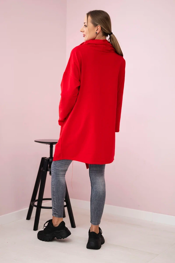 Tunic with envelope front Oversize red
