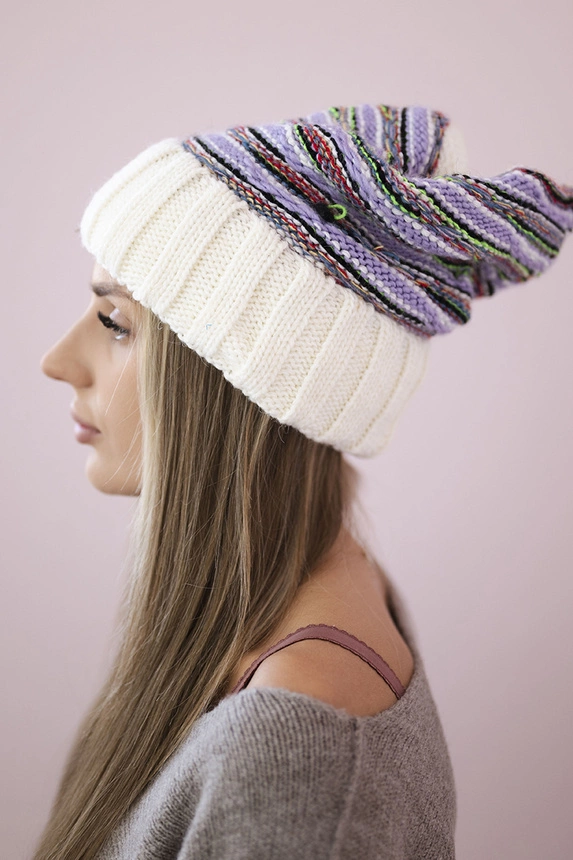 Women's cap Feba K330 ecru+purple