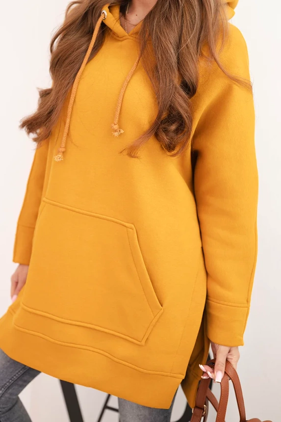 Wattierte Sweatjacke mit Seitenschlitzen senfgelb