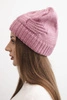 Women's winter wool hat with zirconia and pattern K455 mocha