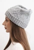 Women's winter hat with wool and decorative knit with pearls K470 light gray