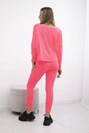 Komplet z bluzką oversize różowy neon