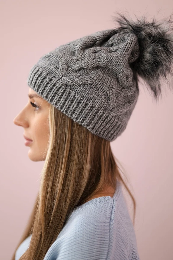 Cap with fleece Ela K242 dark gray