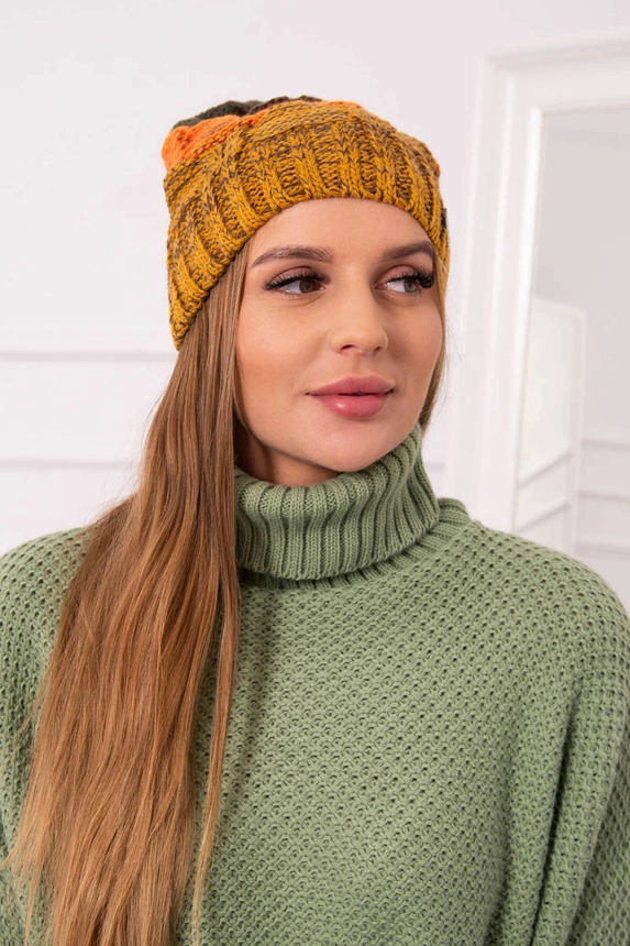 Čapica s fleece Dolores K303 horčica+oranžová+zelená