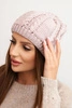 Women's winter wool hat with braided pattern K452 purple