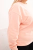 Dámská mikina s kroužkovým vzorem Plus Size bavlněná basic s kulatým výstřihem lososová