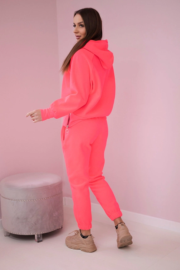 Insulated set with turtleneck and hood pink neon