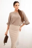 Women's viscose pencil skirt with elastic waistband dark beige