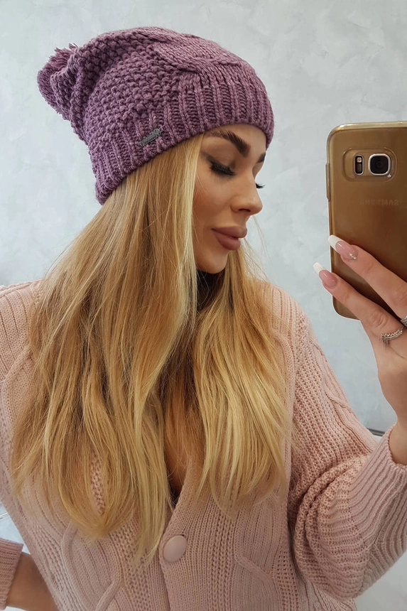 Čapica s fleece Karolina K243 tmavo ružová