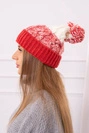 Cap with a pompom Abigail K326 raspberry+ecru