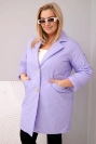 Damenjacke Plus Size gesteppt mit dekorativen Knöpfen und Kragen lila