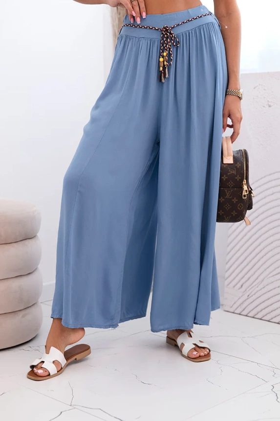Dámske viskózové nohavice so širokými nohavicami Denim
