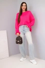 Damenpullover mit Mohair- und Wollanteil in lockerer Passform pink neon