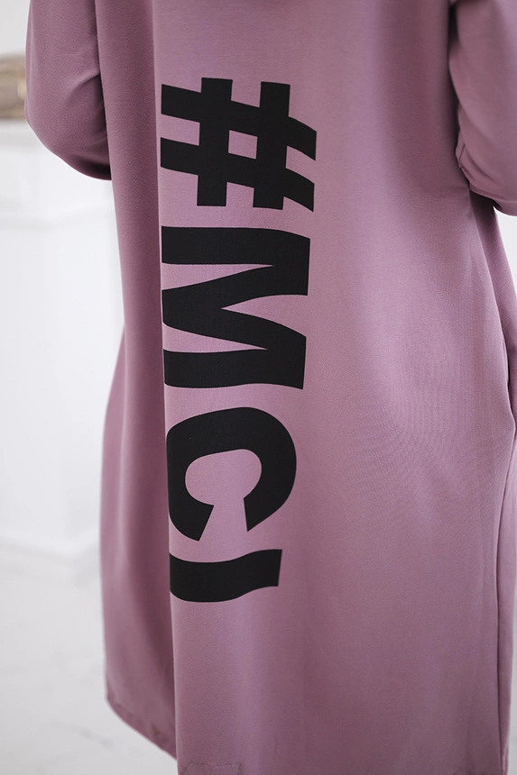 Cardigan with print oversize dark pink