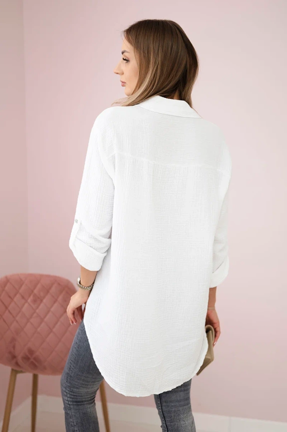 Cotton muslin shirt oversize white