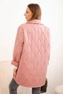 Damenjacke Plus Size gesteppt mit Kragen und Knopf dunkelrosa