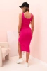 Women's top and ribbed skirt set fuchsia