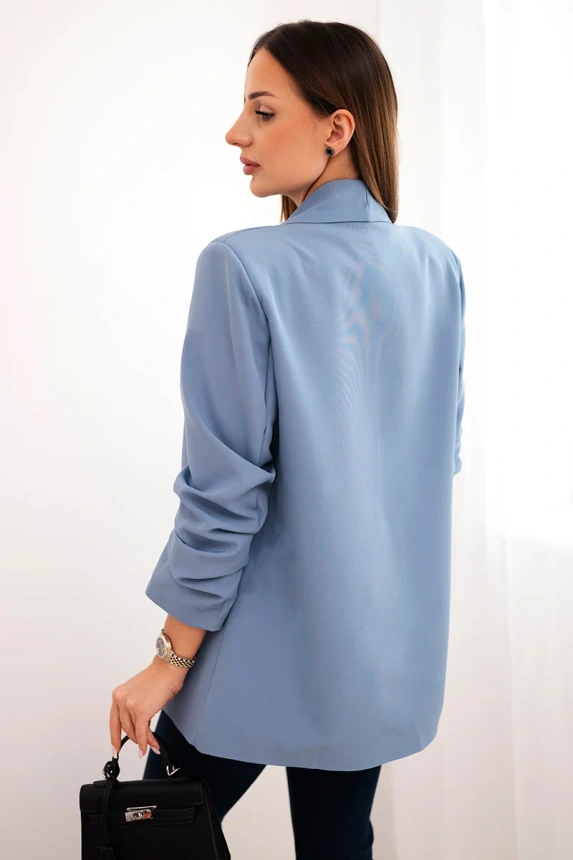 Elegant denim blazer with lapels blue