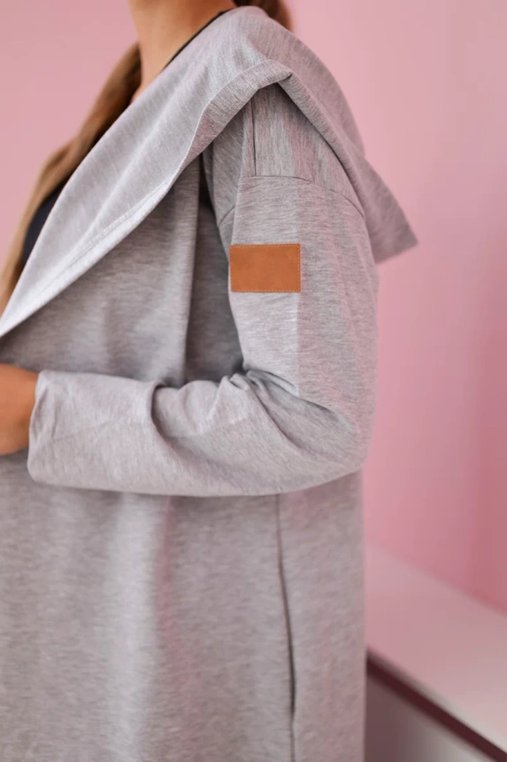 Long cardigan with hood gray