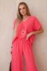 Set with necklace blouse + pants neon pink