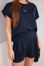 Damen-Set aus Lyocell mit Bluse und Shorts mit Falten marineblau