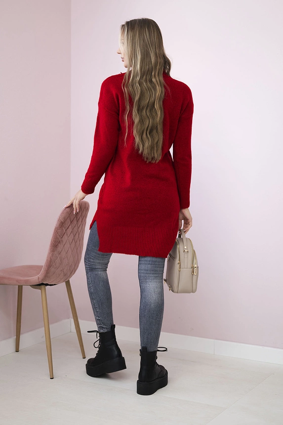 Pullover mit Stehkragen rot