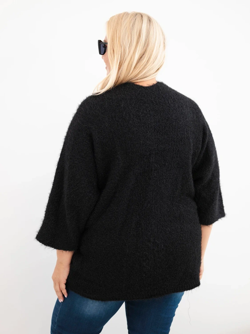 Women's Plus Size Sweater with Pockets without Closure black