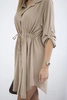 Dress with button closure and tie at the waist cappuccino