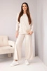 Women's viscose set with a loose blouse and trousers beige