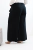 Damen Plus-Size-Hosen mit weitem Bein und Falten schwarz