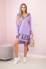 Kleid mit Kapuze und Druck lila