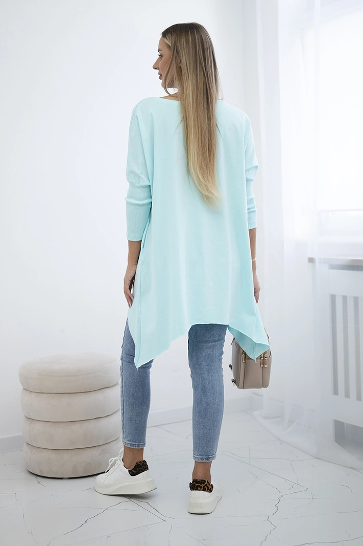 Oversize halenka s duhovým potiskem rtů v barvě mint