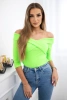 Bluse mit V-Ausschnitt grün neon