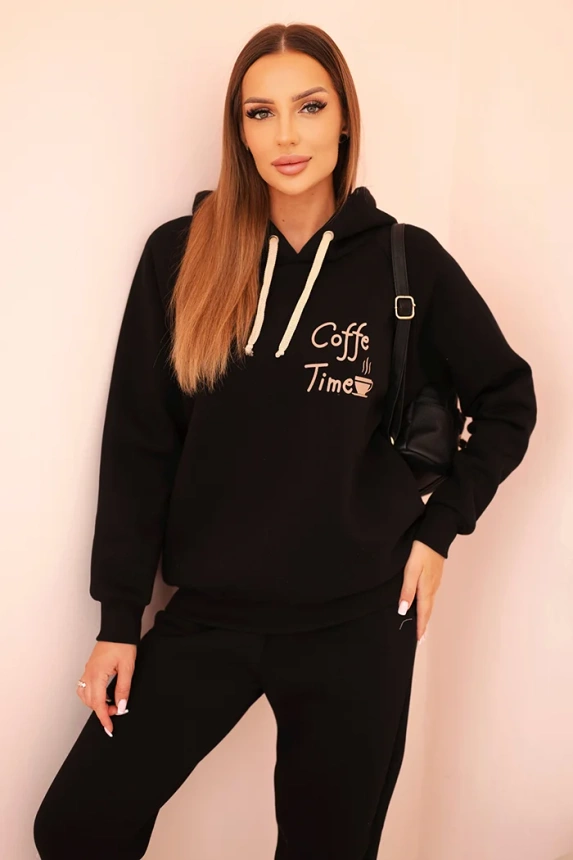 Women's cotton thermal set with print black