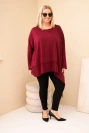 Moteriška tunika Plus Size iš medvilnės su asimetriniu apačia bordo