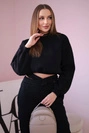 Zateplená souprava s krátkou mikinou černá
