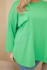 Dámska blúzka Plus Size s bavlnou, s vreckom a s podhodeným rukávom svetlozelená