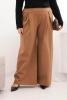 Plus Size women's pants with wide legs and pleats camel
