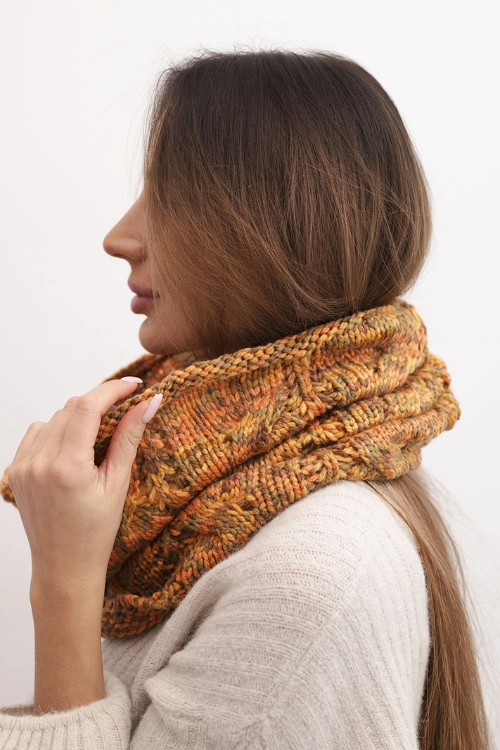 Damen Schal weich aus Wolle Winter KN25 senfgelb