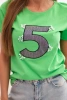 Women's cotton short-sleeve blouse with a patch and pearls green