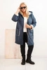 Plus Size women's jacket with a hood and pockets lined with fleece denim blue