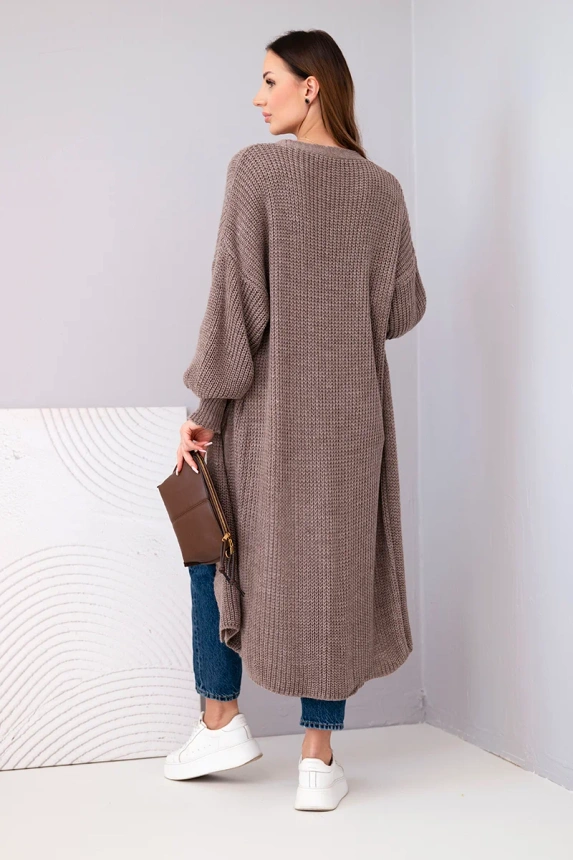 Sweater long cardigan fango