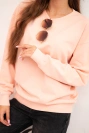 Women's basic cotton looped sweatshirt with a round neckline white