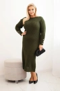 Damen Plus Size Strickkleid mit Mohair khaki